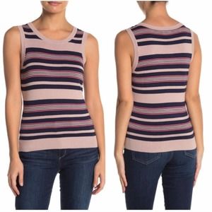 NWT Halogen Stripe Crew Neck Knit Tank Top LP